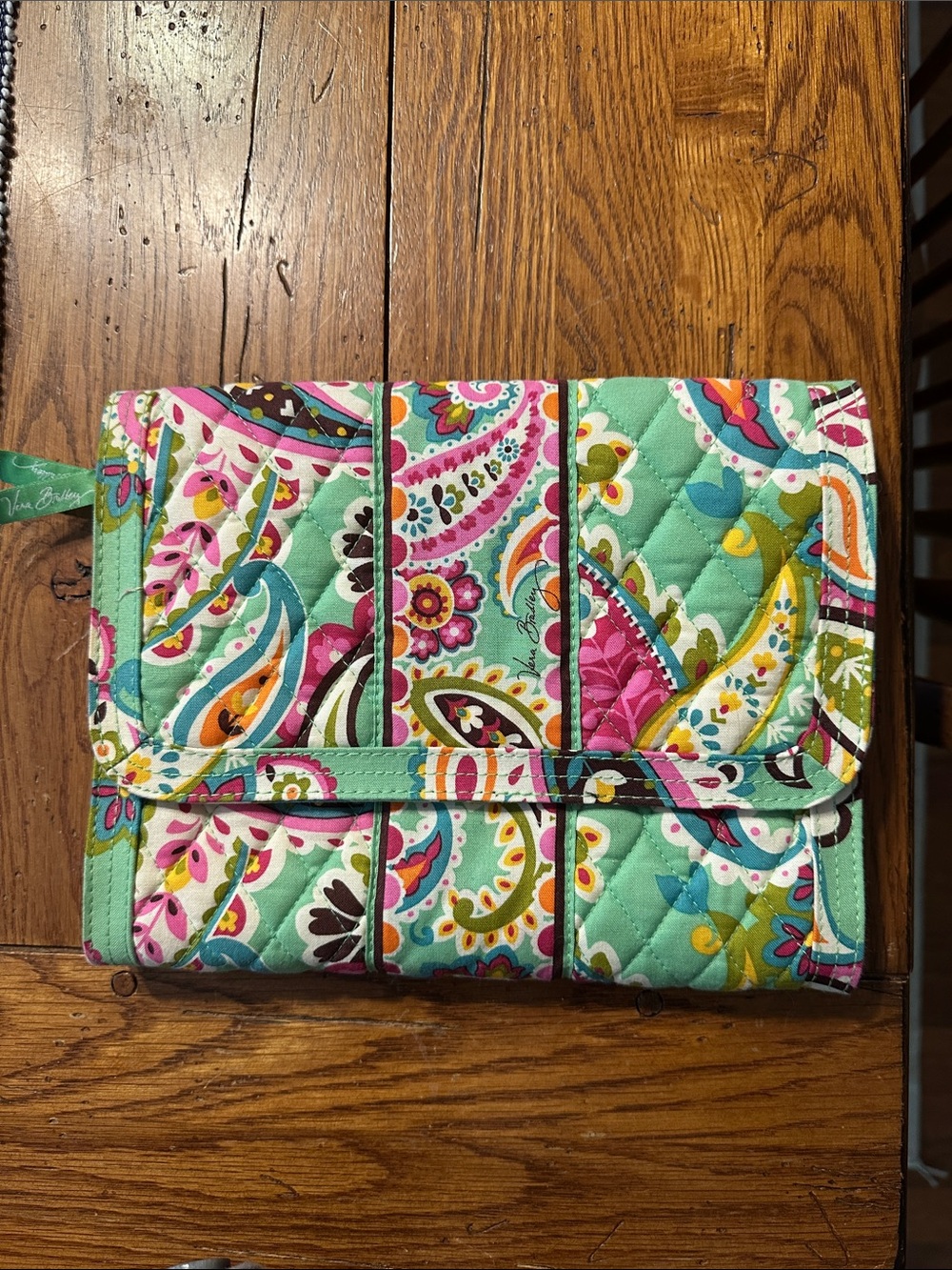 Vera Bradley Quilted Fold-Over Organizer in Teal Paisley